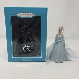 2001 Porcelain Barbie Blue Gown Hallmark Club Keepsake Exclusive Ornament